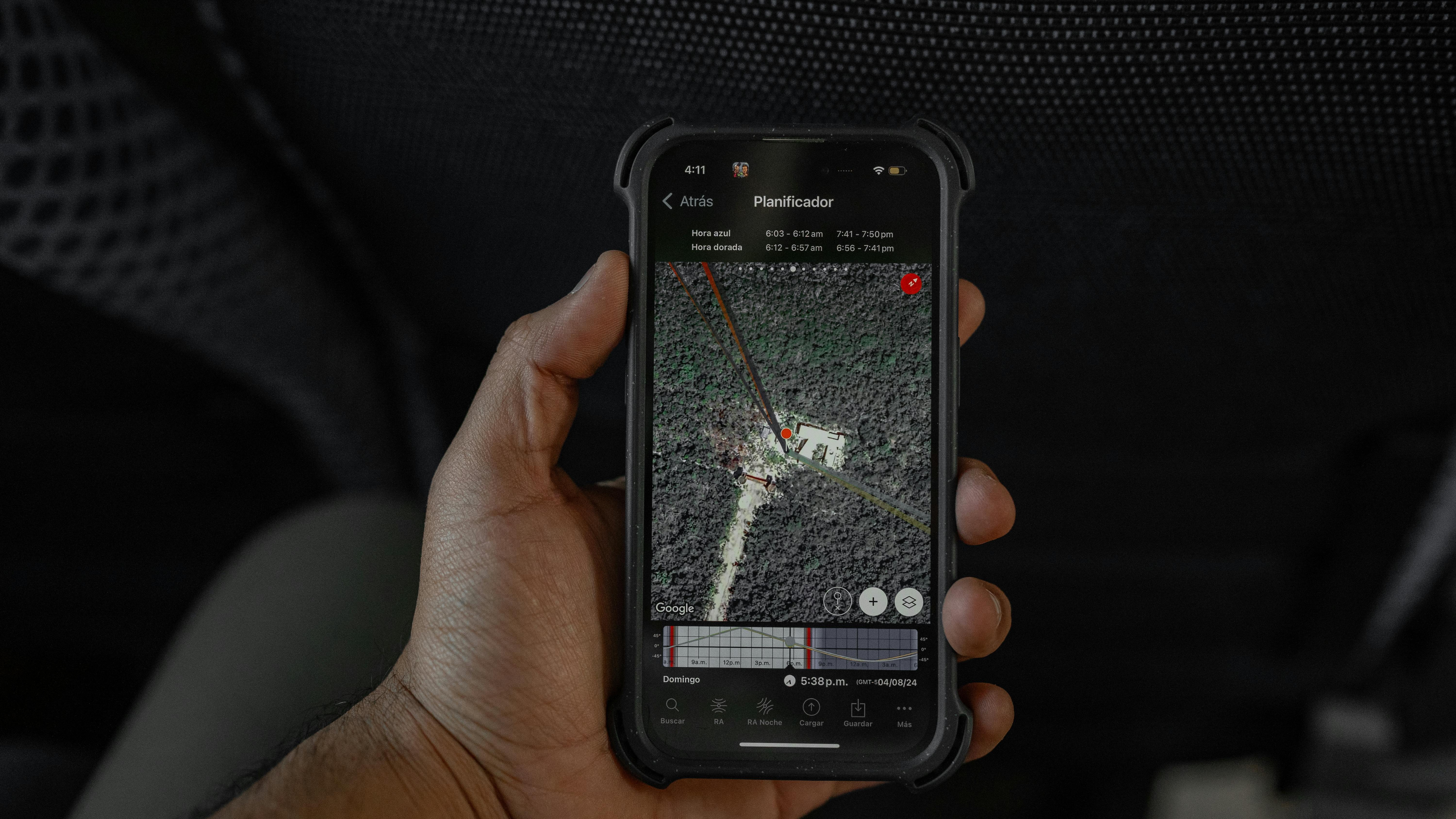 Person using smartphone for digital map navigation