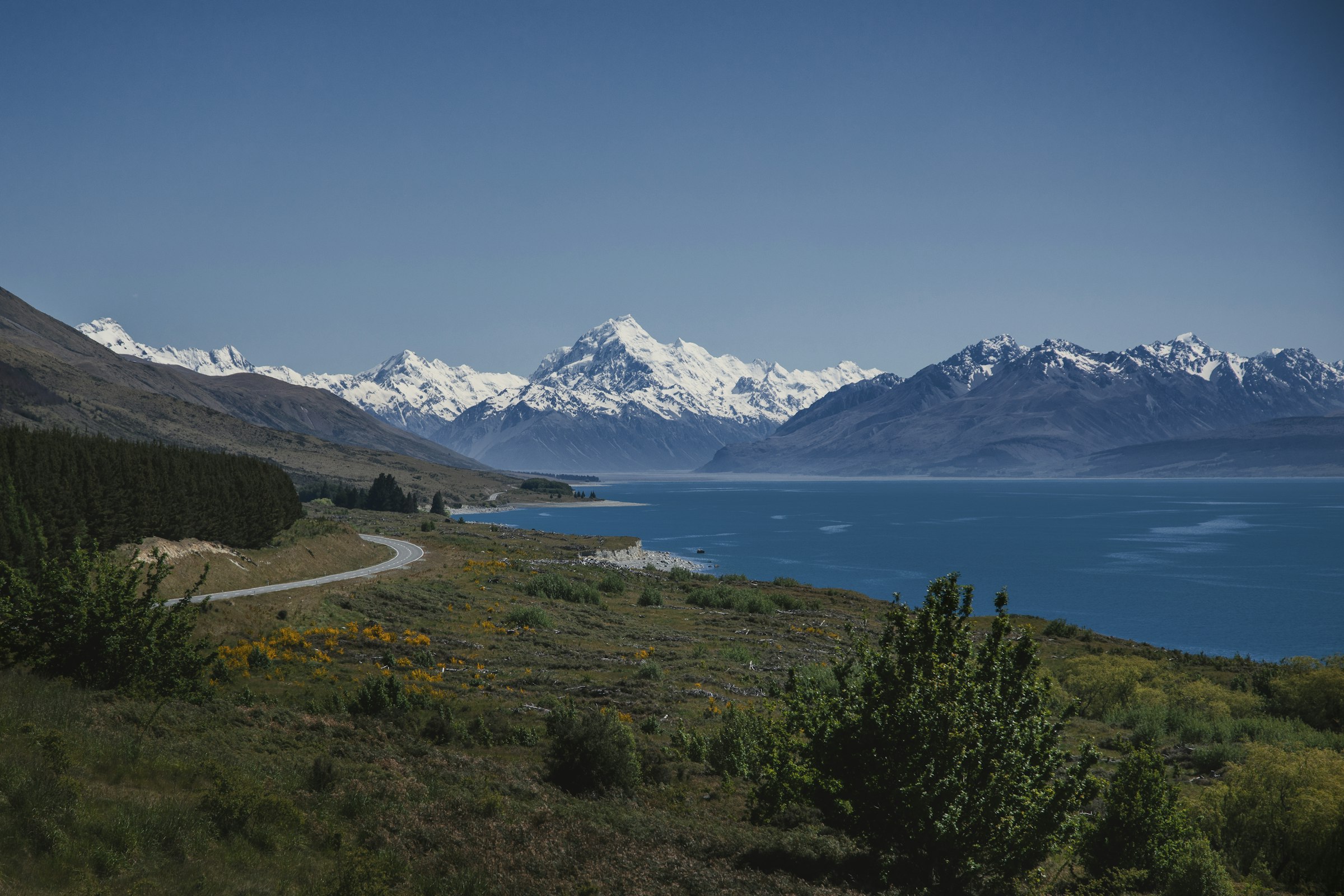 Scenic landscape of the Nelson Tasman region with mountains and coastline in New Zealand